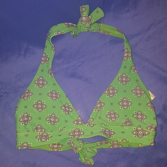 Green Halter Bikini Top Boho Chic Cute S XS - Picture 3 of 4